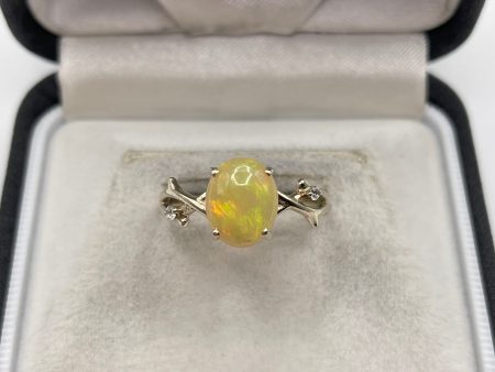 14ct white gold opal and zircon ring For Cheap