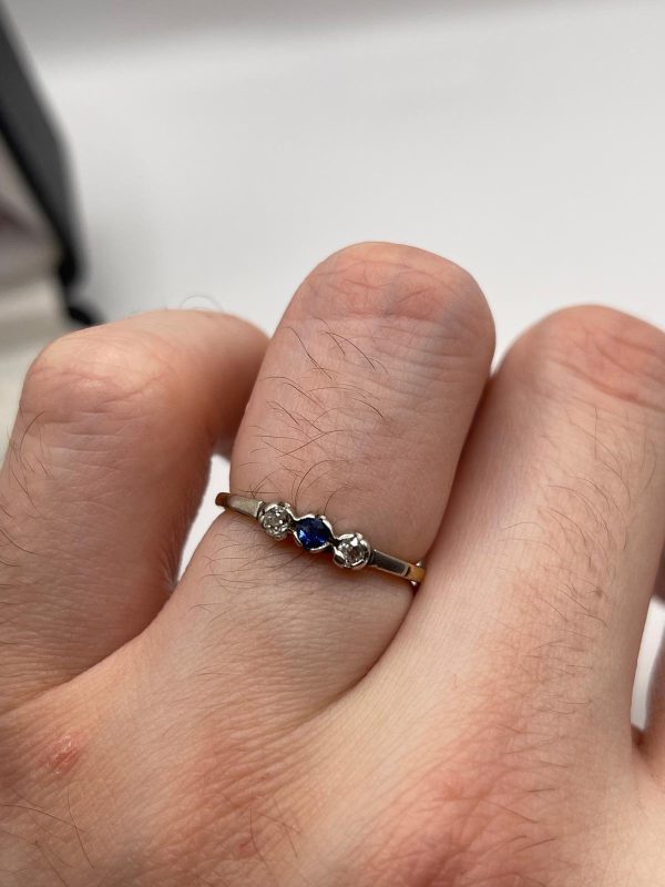 18ct gold and platinum sapphire and diamond ring Sale