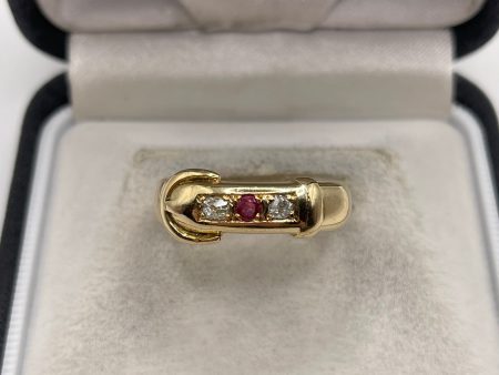 Antique 18ct gold ruby and diamond buckle ring Online Hot Sale