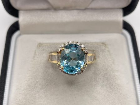 18ct gold blue zircon and diamond ring Online Sale