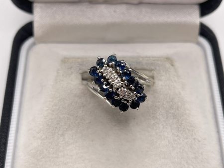 14ct white gold sapphire and diamond ring For Discount