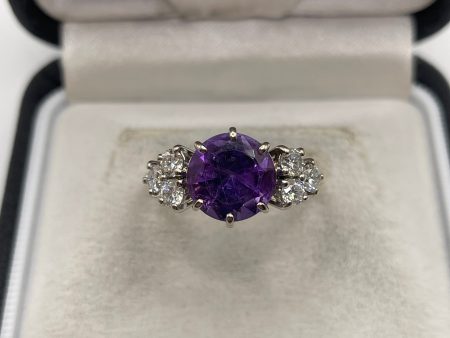 18ct gold amethyst and diamond ring on Sale