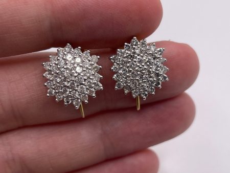 18ct gold 2ct diamond cluster earrings Fashion