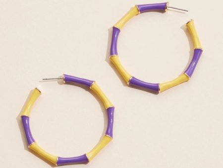 Color Block Bamboo Hoop Earrings Discount