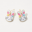 Pastel Flower Crown Bunny Earrings For Discount